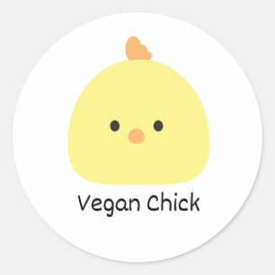 Pegatina Redonda Vegan Chick