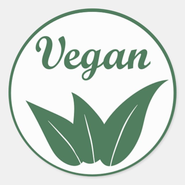Pegatina Redonda Vegan Design 2 Green on White (Anverso)