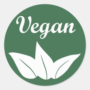 Pegatina Redonda Vegan Design 2 White en verde