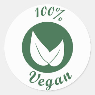 Pegatina Redonda Vegan Design 3 Green en blanco