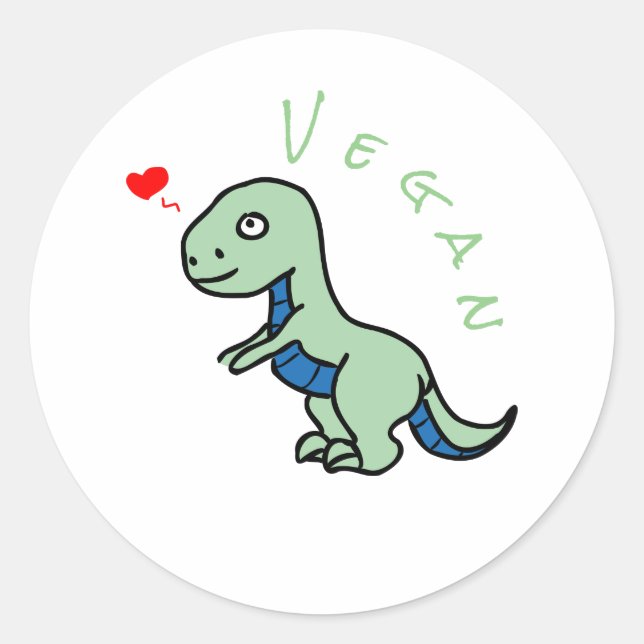 Pegatina Redonda Vegan Dinosaur Kind Dino (Anverso)