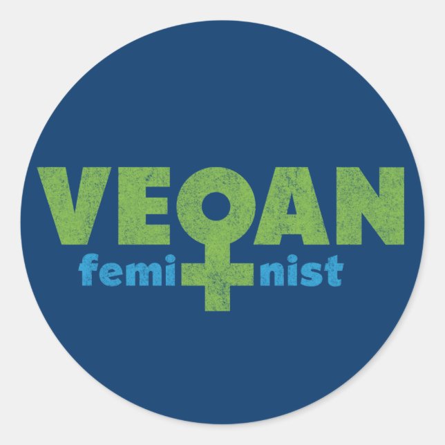Pegatina Redonda Vegan Feminist (Anverso)
