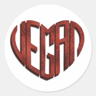 Pegatina Redonda Vegan Flower Heart
