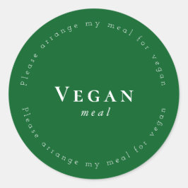 Pegatina Redonda Vegan meal Request Sticker, Dark-Green, White
