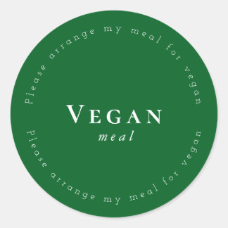Pegatina Redonda Vegan meal Request Sticker, Dark-Green, White