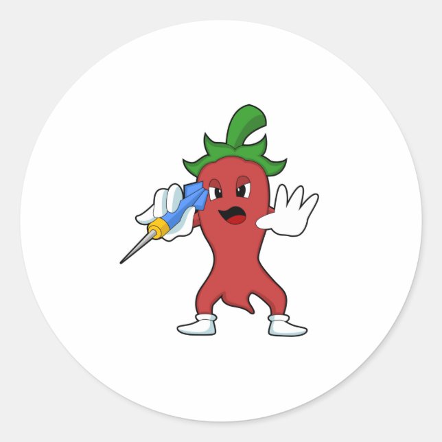Pegatina Redonda Vegan Pepper en Darts con Dart.PNG (Anverso)