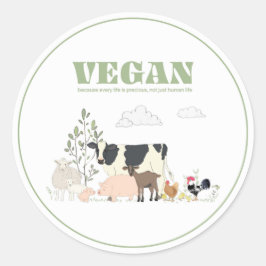 Pegatina Redonda Vegan por los animales