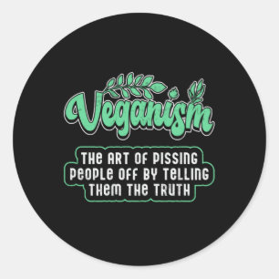 Pegatina Redonda Veganismo Vegetariano Vegetariano Idea de regalo