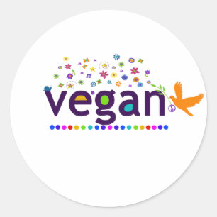 Pegatina Redonda Vegano colorido