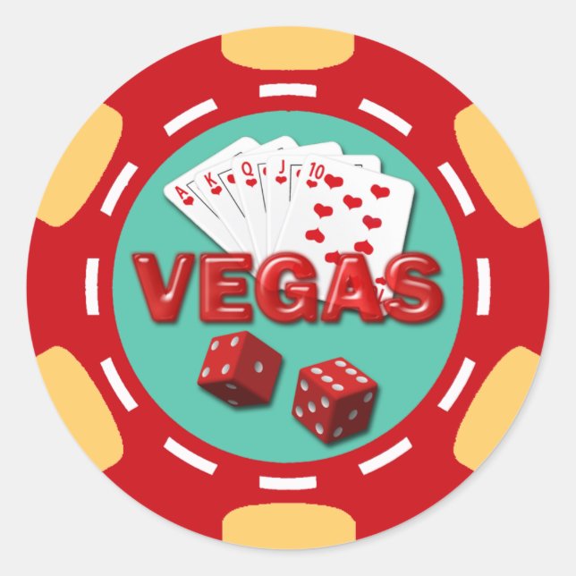 PEGATINA REDONDA VEGAS POKER CHIP (Anverso)