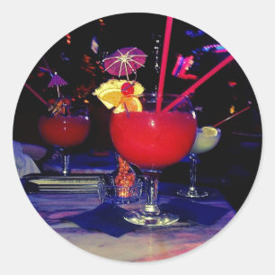 Pegatina Redonda Vegas Tropical Cocktail Funky