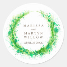 Vegetación acuarela fueron pegatinas de boda perso