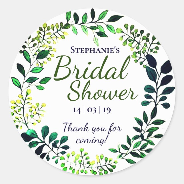 Pegatina Redonda Vegetación acuática | Bridal Shower Gracias (Anverso)