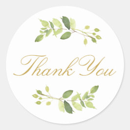 Pegatina Redonda Vegetación de acuarela Gracias