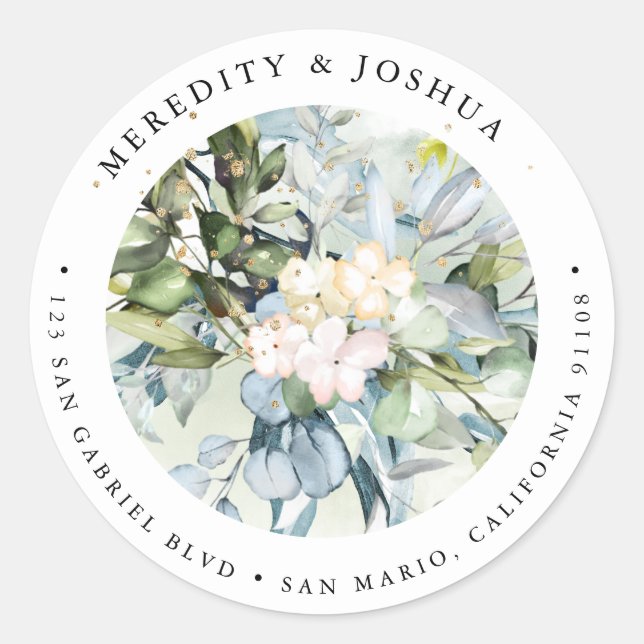 Pegatina Redonda Vegetación de PixDezines, oliage de ciruela azul v (Anverso)