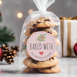 Pegatina Redonda Vegetación festiva festividad horneada con amor