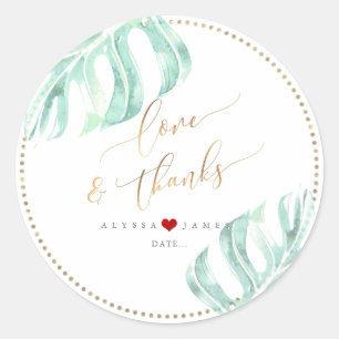 Pegatina Redonda Vegetación PixDezines, verde marino de Monstera