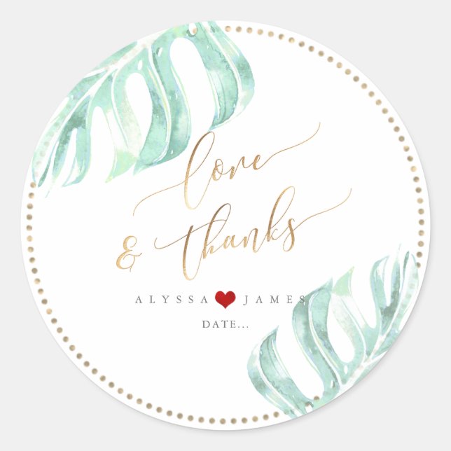 Pegatina Redonda Vegetación PixDezines, verde marino de Monstera (Anverso)