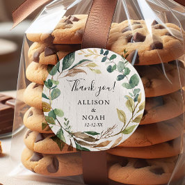 Pegatina Redonda Vegetación rústica en favor botánico del follaje