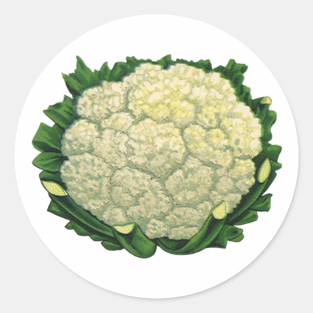 Pegatina Redonda Vegetales Vegetales Vegetales Cauliflower (Anverso)