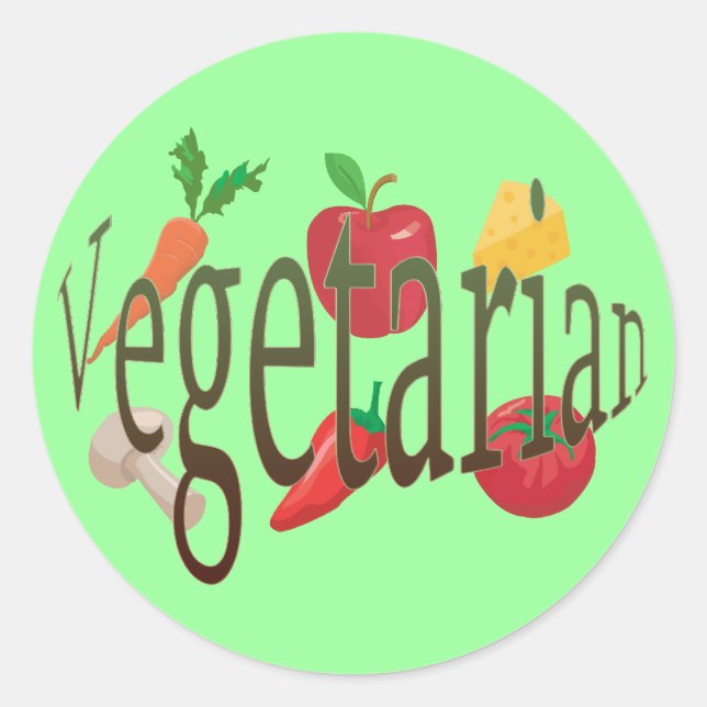 Pegatina Redonda Vegetariano (Anverso)