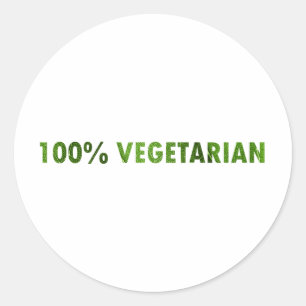PEGATINA REDONDA VEGETARIANO DEL 100 POR CIENTO
