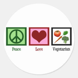 Pegatina Redonda Vegetariano del amor de la paz