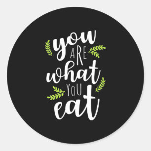 Pegatina Redonda Vegetariano eres lo que comes