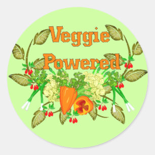 Pegatina Redonda Veggie accionado
