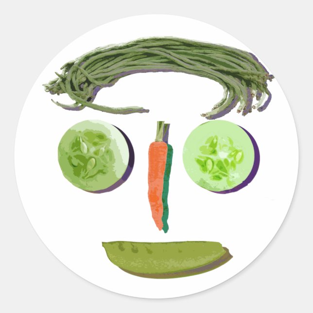 Pegatina Redonda Veggie Face (Anverso)