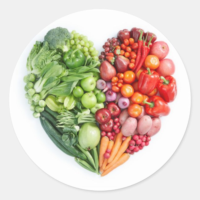Pegatina Redonda Veggie Heart (Anverso)