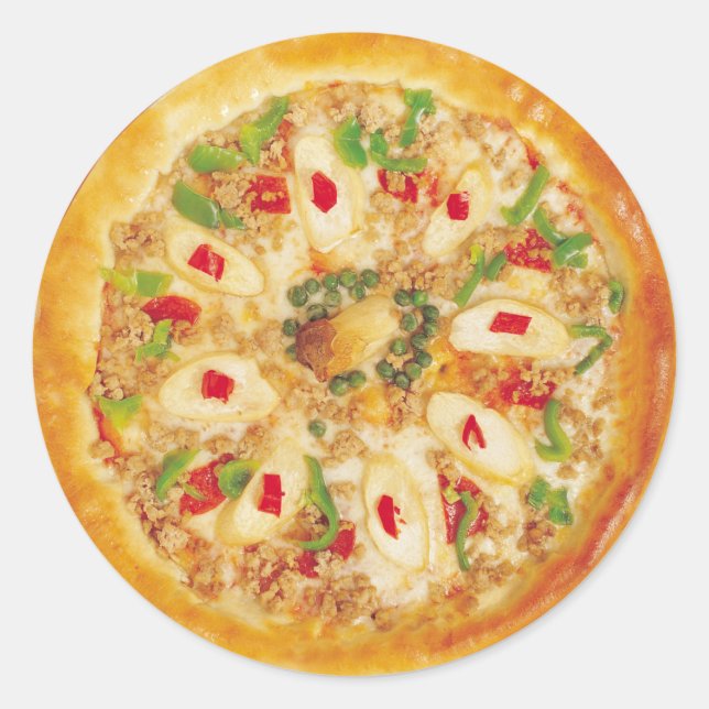 Pegatina Redonda Veggie Pizza (Anverso)