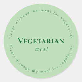 Pegatina Redonda Vegitarian meal Request Sticker, Green