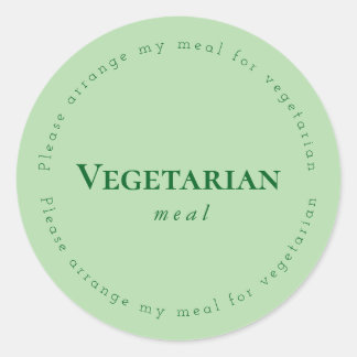 Pegatina Redonda Vegitarian meal Request Sticker, Green