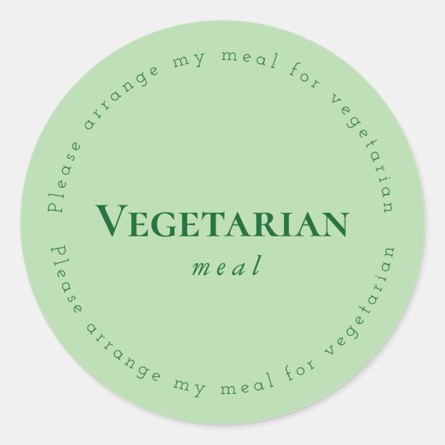 Pegatina Redonda Vegitarian meal Request Sticker, Green (Anverso)