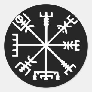 Pegatina Redonda Vegvísir (brújula vikina)