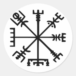 Pegatina Redonda Vegvísir (compás de Viking)