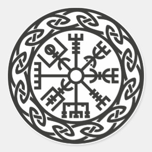 Pegatina Redonda Vegvísir, Islandia, Encanto del viajero, protecci