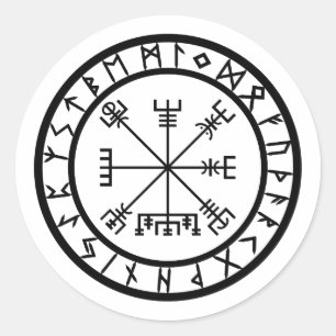 Pegatina Redonda Vegvisir - Rune Circle