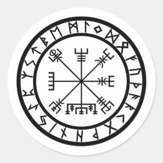 Pegatina Redonda Vegvisir - Rune Circle