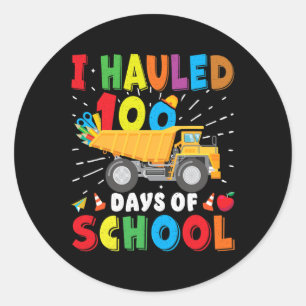 Pegatina Redonda Vehículo 100 Días De Camión De Volquete Escolar