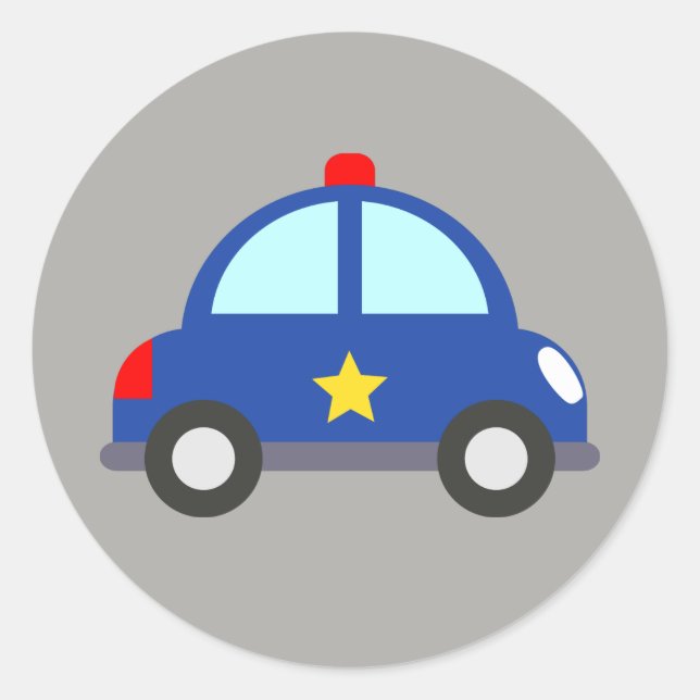 Pegatina Redonda Vehículo de policía (Anverso)