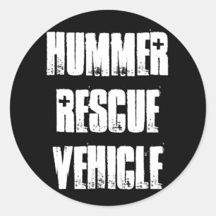 Pegatina Redonda Vehículo de rescate de Hummer
