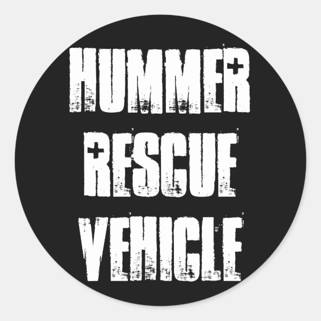 Pegatina Redonda Vehículo de rescate Hummer (Anverso)