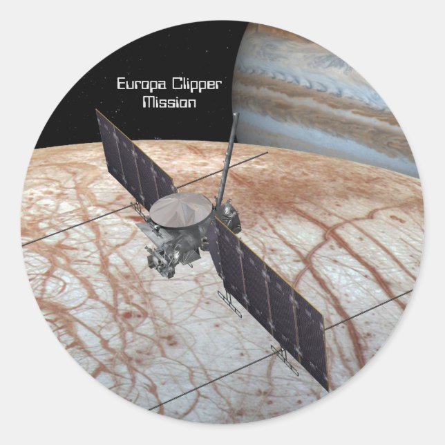 Pegatina Redonda Vehículo espacial Europa Clipper Mission (Anverso)