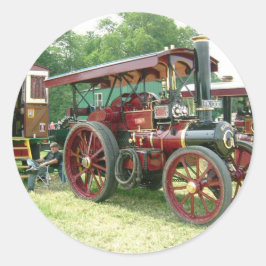 Pegatina Redonda vehículo vintage y remolque