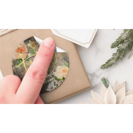 Pegatina Redonda Veintiún cumpleaños fiesta maderera Flor de flores