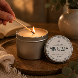 Pegatina Redonda Vela Botánica Cremosa de Leche Caliente y Elegante