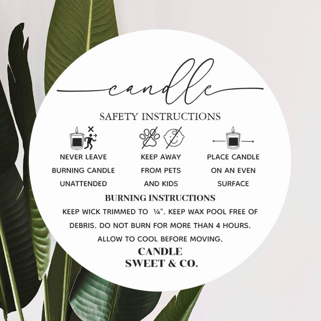 Pegatina Redonda Vela de advertencia de guión de caligrafía en blan (Subido por el creador)