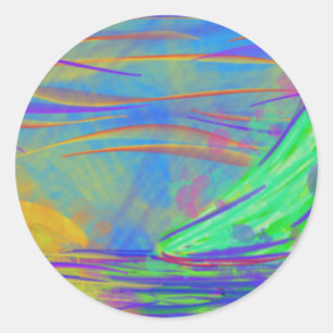 Pegatina Redonda vela de atardecer